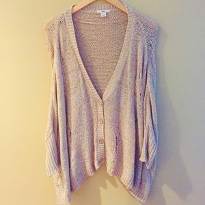 Millennial Pink Destroyed Dolman Sleeve Cardigan